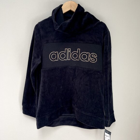 NWT Adidas Black Gold Velour Pullover - Picture 1 of 6